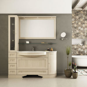 free-standing washbasin cabinet / oak / traditional / with mirror