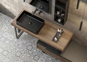 wooden vanity top / with towel rack