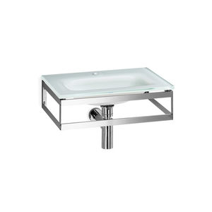 wall-mounted washbasin / rectangular / ceramic / metal