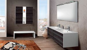 double washbasin cabinet / wall-hung / solid wood / contemporary