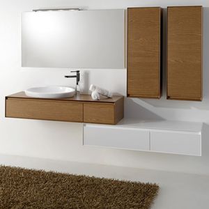 Wall-hung washbasin cabinet - LU.08 - MOBILTESINO - elm / ceramic ...