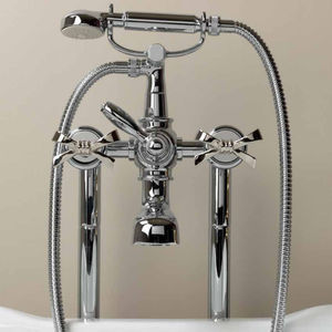 double-handle bathtub mixer tap / built-in / metal / indoor