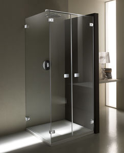 glass shower cubicle / corner / with hinged door