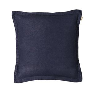 square cushion / plain / linen / blue