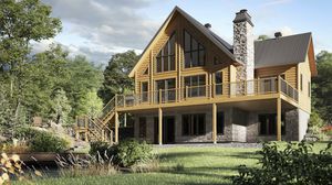 stacked wood house