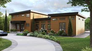 stacked wood house
