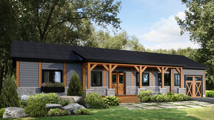 stacked wood house