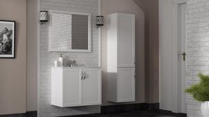 wall-hung washbasin cabinet / ceramic / classic / with shelves