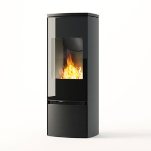 wood heating stove / contemporary / steel / glass