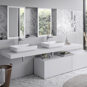 countertop washbasin / rectangular / ceramic / contemporary
