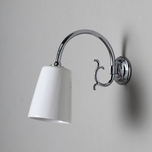 traditional wall light / fabric / chromed metal / incandescent