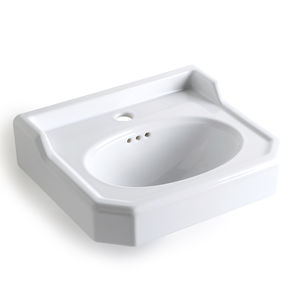 wall-mounted washbasin / rectangular / ceramic / traditional