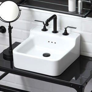 countertop washbasin / square / ceramic / traditional