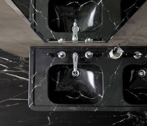 double washbasin / countertop / rectangular / ceramic