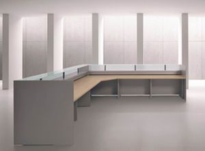 wooden reception desk
