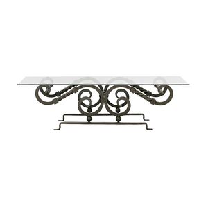 classic coffee table / glass / wrought iron / rectangular