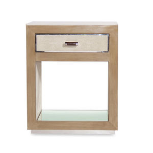 contemporary bedside table / wooden / glass / stainless steel