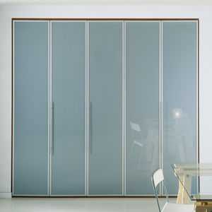 contemporary wardrobe / wood veneer / with swing doors