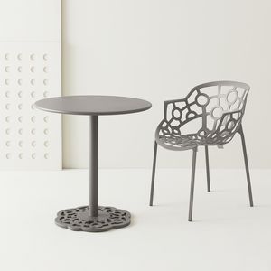 contemporary bistro table / aluminum / polymer / cast aluminum base