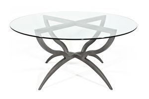 contemporary dining table / glass / wrought iron / round