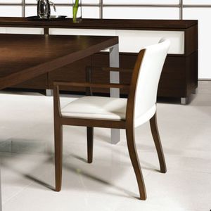 traditional visitor chair / with armrests / upholstered / fabric