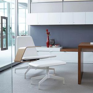 contemporary visitor armchair / fabric / metal / upholstered