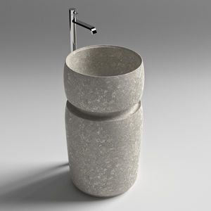 free-standing washbasin / round / natural stone / contemporary