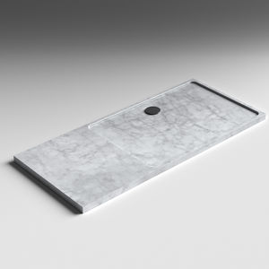 rectangular shower base / raised / natural stone / extra-flat