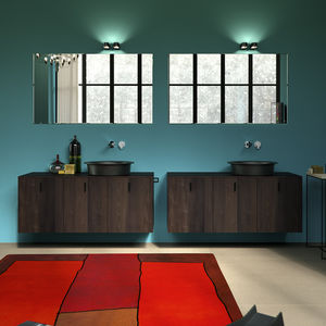 wall-hung washbasin cabinet / wooden / contemporary / with drawers