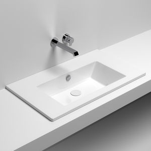 semi-recessed washbasin / rectangular / ceramic / contemporary