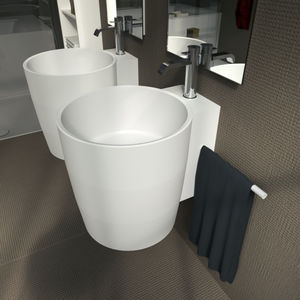 wall-mounted washbasin / round / Solid Surface / contemporary