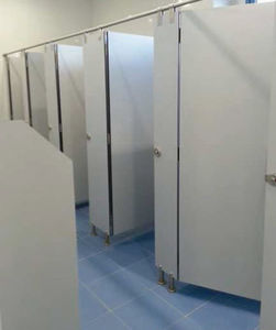 wooden toilet cubicle