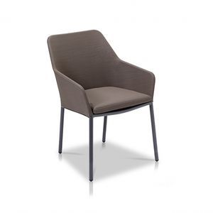 contemporary visitor chair / with armrests / stackable / fabric