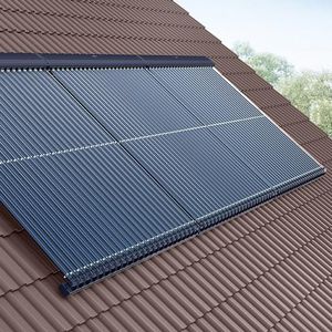 evacuated tubular solar thermal collector / for heating / with anti-reflective glass / for roofs