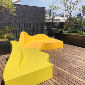 modular upholstered bench / original design / coated foam / commercial