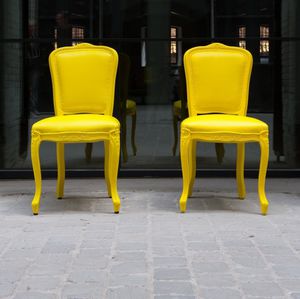 New Baroque design visitor chair / upholstered / coated foam / for public buildings