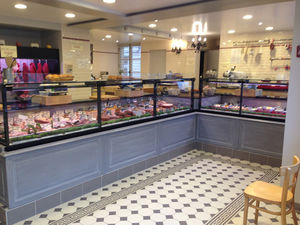 refrigerated display counter / illuminated / for shops