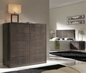 high chest of drawers / contemporary / walnut / beech