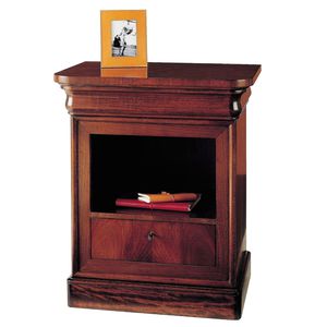 Victorian bedside table / walnut / beech / rectangular