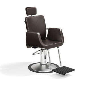 leather barber chair / central base / with headrest / with hydraulic pump