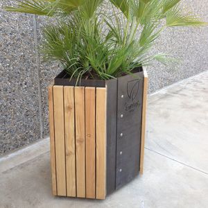 galvanized steel planter / COR-TEN® steel / rectangular / contemporary