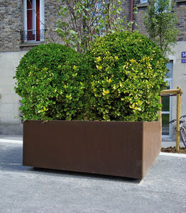 galvanized steel planter / COR-TEN® steel / square / contemporary