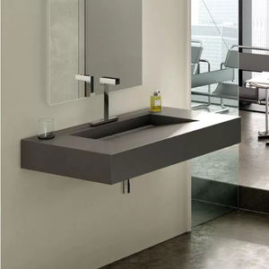 wall-mounted washbasin / rectangular / polyurethane resin / contemporary