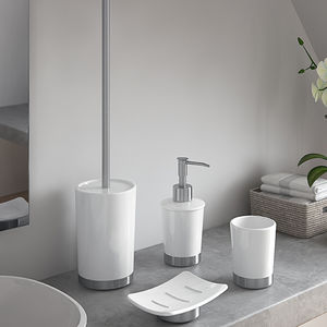 stainless steel toilet brush holder / ceramic / floor-mounted