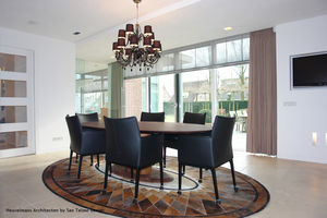 contemporary rug / patchwork / leather / oval