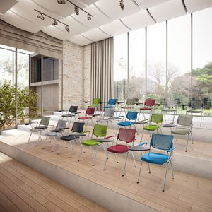 contemporary conference chair / upholstered / with armrests / tablet