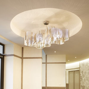 contemporary chandelier / polished stainless steel / LED / halogen