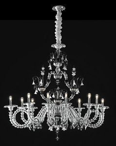 classic chandelier / crystal / blown glass / incandescent