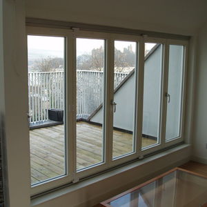 indoor door / folding / wooden / glazed