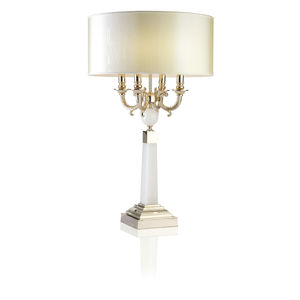 table lamp / traditional / polished brass / fabric